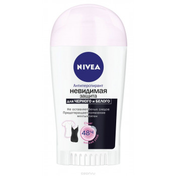 Nivea Women стик дезодорант-антиперспирант, невидимый для черного и белого, 40мл (13543)
